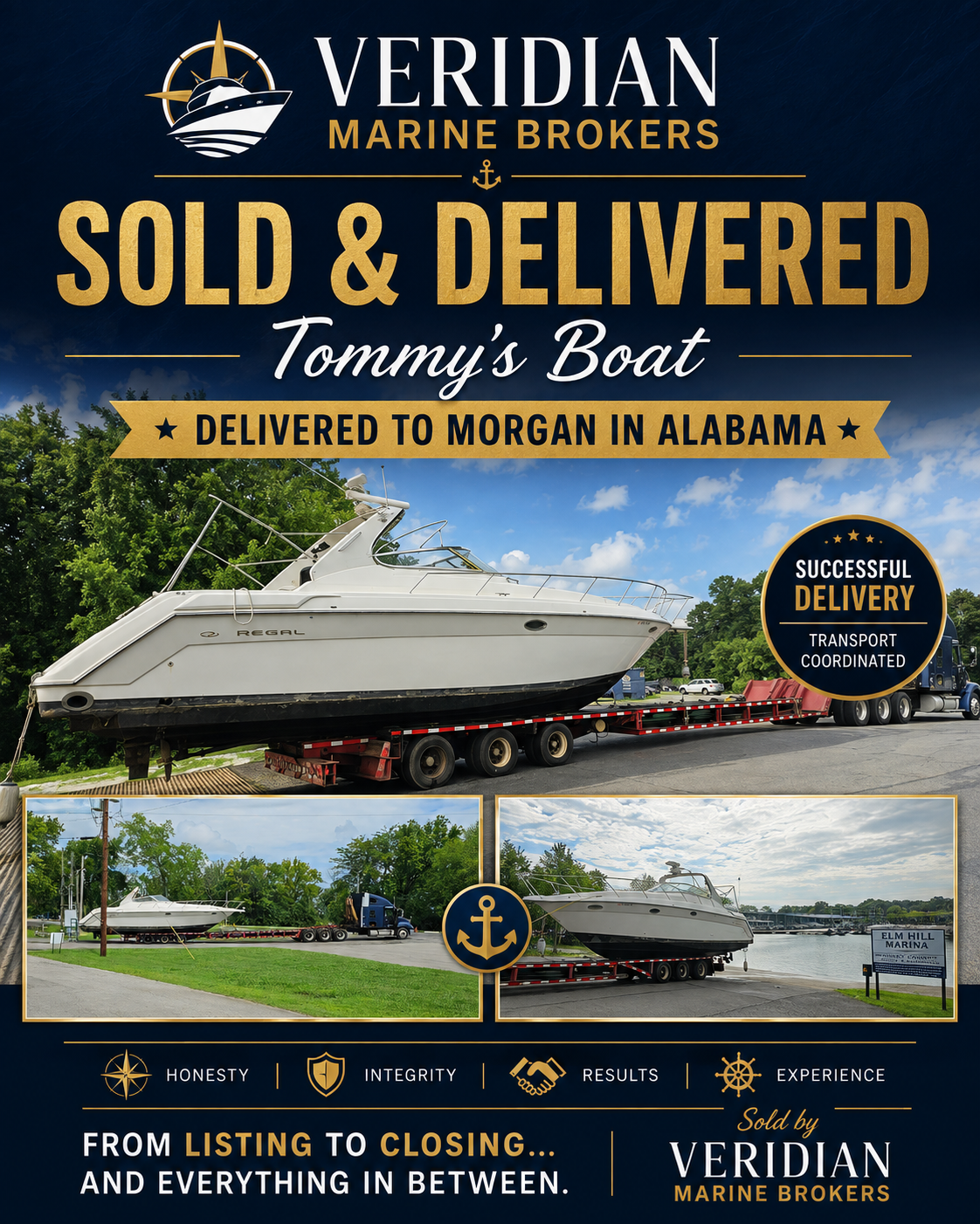 Tommy's Regal sold by Veridian Marine Brokers and delivered to Morgan in Alabama